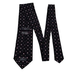 Brioni Silk Floral Jacquard Necktie Black Red Flowers Hand Made in Italy Luxury